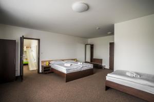 Postel nebo postele na pokoji v ubytování Hotel Na Farmě Choťovice