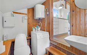 uma casa de banho com um lavatório e uma máquina de lavar roupa em 1 Bedroom Awesome Home In Jgerspris em Jægerspris