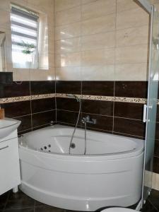 a bath tub in a bathroom with a toilet at Apartamenty Pod Hutą in Węgierska Górka