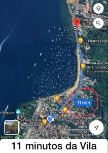um mapa de uma praia e da água em Smartcamp Ilhabela ᵇʸ ᴬᴸᴱᴮᴬᴴᴸᴵ em Ilhabela