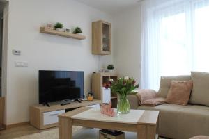 Khu vực ghế ngồi tại Flower Apartman 4