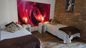 Postel nebo postele na pokoji v ubytování La Pata de Oca Hostal Rural y Albergue