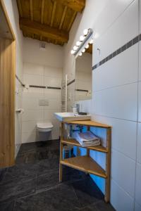 uma casa de banho com um lavatório e um WC em U Staré hájenky em Jindřichov