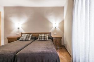 1 dormitorio con 1 cama con 2 almohadas en Riu Nere Mountain Apartments, en Vielha