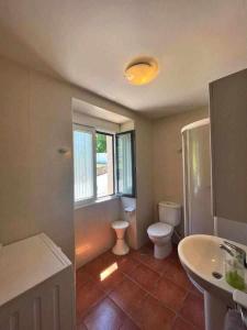 uma casa de banho com um WC e um lavatório em Grupo Gontad Casa Balsas em La Coruña