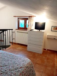 a bedroom with a bed and a television on a dresser at I Gufetti 2 in San Savino