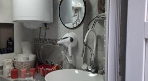 łazienka z umywalką i suszarką do włosów w obiekcie Apartman Bella Vita w mieście Kolašin