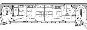 a floor plan of a building at Schlossquadrat Apartement 15 in Vienna