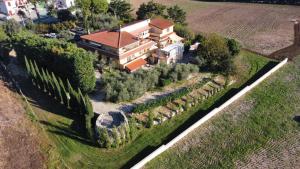 an aerial view of a house with a garden at LA CORTE DEL MULINO 1725 in San Salvatore Telesino