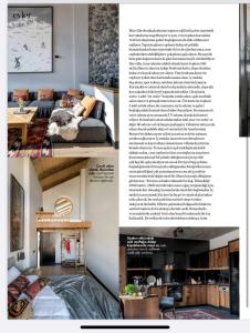 Artículo de revista con dormitorio y sala de estar en Ultra Luxury Chalet near Cappadocia - up to 9 people, en Kayseri