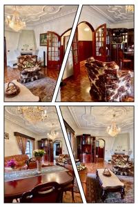 a collage of four pictures of a living room at Spray B&B Sitio in Nazare, European style in Nazaré