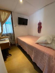 a bedroom with a bed and a flat screen tv at Rincon de Las Condes in Santiago