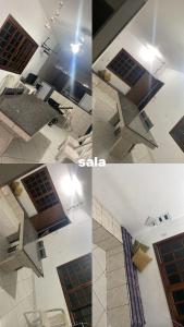 a collage of four pictures of a room with a ceiling at Casa de praia in Itanhaém