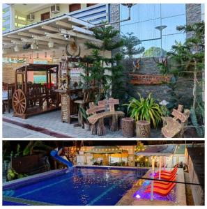 two pictures of a resort with a swimming pool at EA Apartelle - Metro Vigan in Vigan