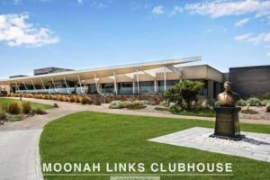 a building with a statue in front of it at Moonah Links Apartment 45 Lovely 1 bedroom holiday home with heated pool in Fingal