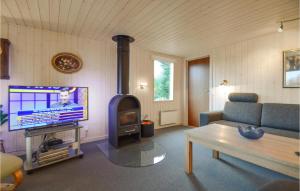 a living room with a tv and a fireplace at Nice Home In Rm With House Sea View in Rømø Kirkeby