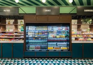 a supermarket with a large display of drinks at Casino 2000 - Adult Guests Only in Mondorf-les-Bains