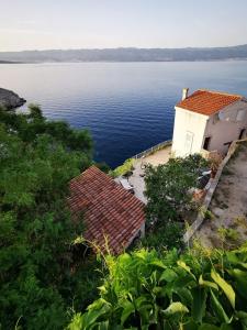 a view of a large body of water with a building at Vila Verbana Apartments in Vrbnik