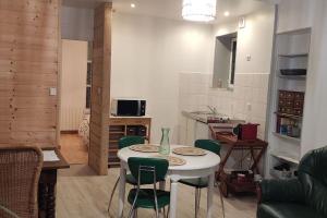 pokój ze stołem i krzesłami oraz kuchnią w obiekcie Appartement cosy à 2 pas des rues piétonnes w mieście Chalon-sur-Saône +10 zdjęć
