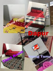 a collage of pictures of a room with a bed and a table at Izz Homestay Bachok in Bachok