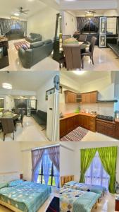 eine Collage mit Fotos von einer Küche und einem Wohnzimmer in der Unterkunft Marina Cove, Lumut in Lumut