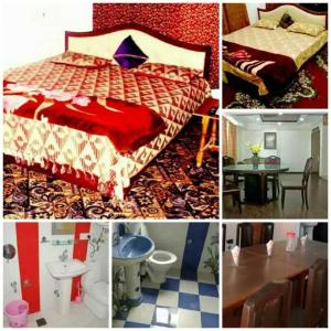 a collage of pictures of a bedroom and a bed at Hotel Fabulous Kashmir in Srinagar