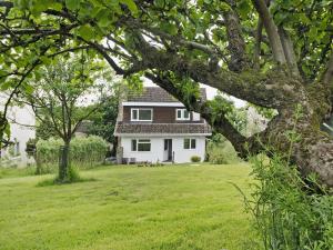 a white house with a tree in the yard at Little Orchard in Farmborough