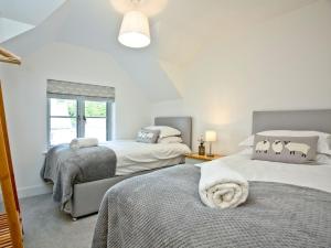 a bedroom with two beds and a window at Oakwood in Saint Endellion