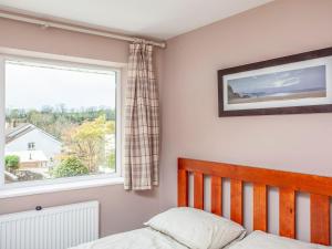 sypialnia z łóżkiem i oknem w obiekcie Driftwood Cottage w mieście Galmpton-on-the-Dart