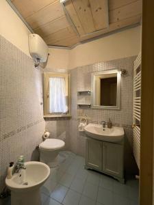 bagno con lavandino e servizi igienici di Appartamenti LA MAGNOLIA ad Arrone