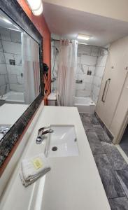 bagno con lavandino e specchio di Executive Inn a Pensacola