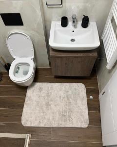 uma casa de banho com um WC e um lavatório em apartman Lara em Jahorina