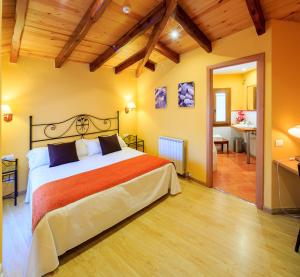 a bedroom with a large bed in a room at Hotel Ripoll in Sant Hilari Sacalm