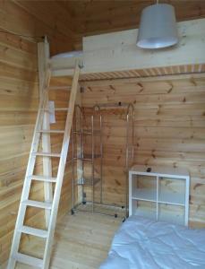 a room with a ladder and a bunk bed at Felsenlandblick in Dahn