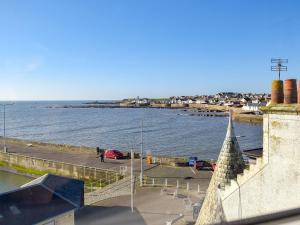 una vista de un cuerpo de agua con muelle en Harbourside Apartment, en Anstruther