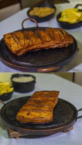 two pictures of a plate of food on a table at Marruá Hotel in Bonito