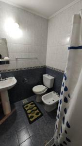 a bathroom with a toilet and a sink at Departamento en pleno Centro de Catriel. in Catriel