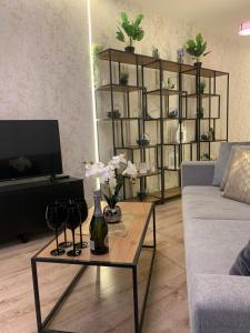 Televízia a/alebo spoločenská miestnosť v ubytovaní Moderno Apartament