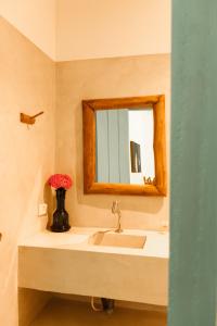 カライーバにあるPousada do Rio Caraívaの洗面台と鏡のあるバスルーム