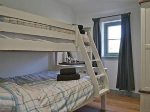 a bedroom with a bunk bed with a ladder at East Croft Barn in Halwill