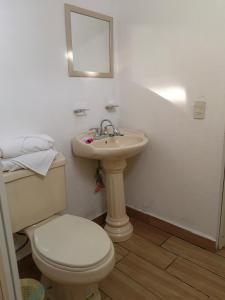 貝納爾的住宿－Posada villa aurora，浴室配有白色卫生间和盥洗盆。