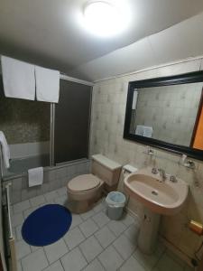 uma casa de banho com um WC e um lavatório em Hotel Casa Kolping em Castro