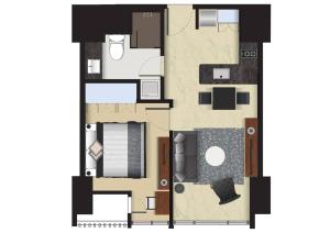 Půdorys ubytování BRANZ -DOJO- 1bedroom
