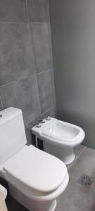 a bathroom with a white toilet and a sink at CERRO GODOY CRUZ in Mendoza