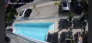 an overhead view of a building with a swimming pool at Villa Valis in Baška