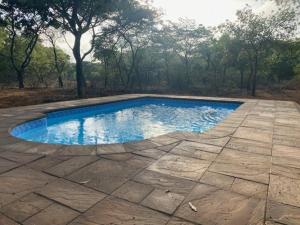 a swimming pool in the middle of a patio at VlakkiesKraal Bosbok Camp in Bela-Bela