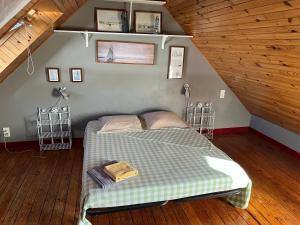 a bedroom with a bed in a attic at Le Passage in Concarneau