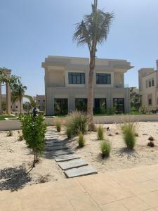 a palm tree in front of a building at Marlyn Paradys in Salalah