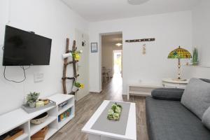 een woonkamer met een bank en een tv bij Apartments Rozanda in Baška
