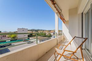 Balkón alebo terasa v ubytovaní Appartement vue mer, 3 chambres, climatisation, WiFi, plage à pied